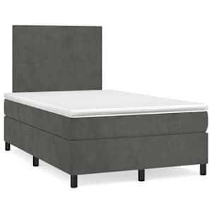 Box spring postel s matrací a LED tmavě šedá 120 x 190 cm samet - obrázek 1