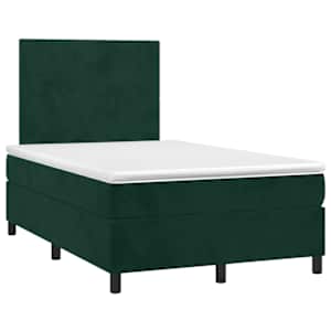 Box spring postel s matrací a LED tmavě zelená 120x190 cm samet - obrázek 3