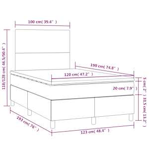 Box spring postel s matrací a LED tmavě zelená 120x190 cm samet - obrázek 11