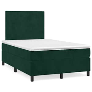 Box spring postel s matrací a LED tmavě zelená 120x190 cm samet - obrázek 1
