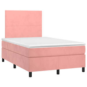 Box spring postel s matrací a LED růžová 120 x 190 cm samet - obrázek 3
