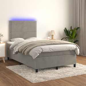 Box spring postel s matrací a LED světle šedá 120x190 cm samet - obrázek 5