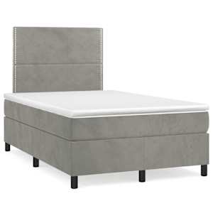 Box spring postel s matrací a LED světle šedá 120x190 cm samet - obrázek 1