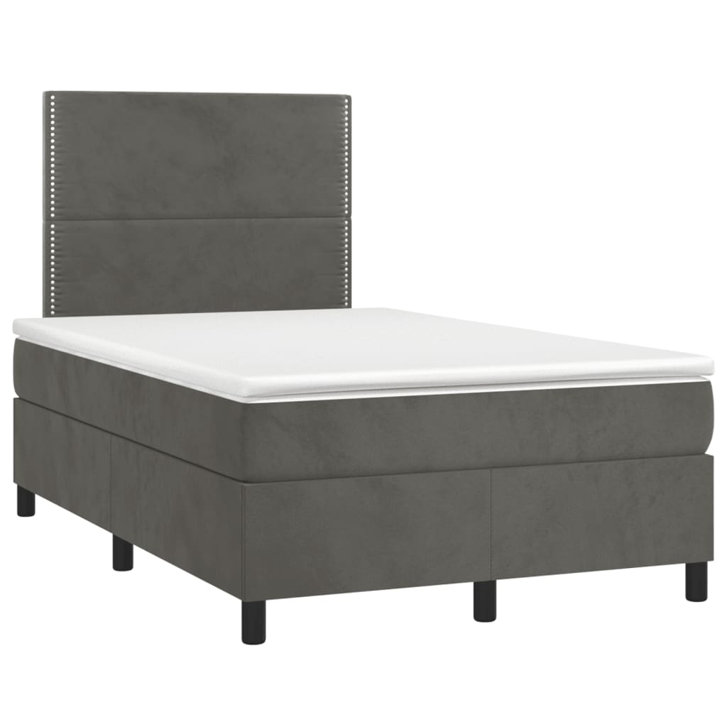 Thumbnail - vidaXL Boxspringbett mit Matratze & LED Dunkelgrau 120x190 cm Samt