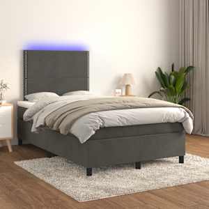 Box spring postel s matrací a LED tmavě šedá 120 x 190 cm samet - obrázek 5