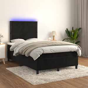 Box spring postel s matrací a LED černá 120 x 190 cm samet - obrázek 5