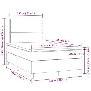 Box spring postel s matrací a LED tmavě zelená 120x190 cm samet - obrázek 11