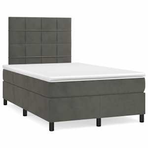 Box spring postel s matrací a LED tmavě šedá 120 x 190 cm samet - obrázek 2