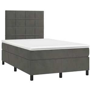 Box spring postel s matrací a LED tmavě šedá 120 x 190 cm samet - obrázek 3
