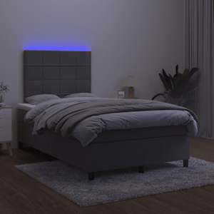 Box spring postel s matrací a LED tmavě šedá 120 x 190 cm samet - obrázek 4
