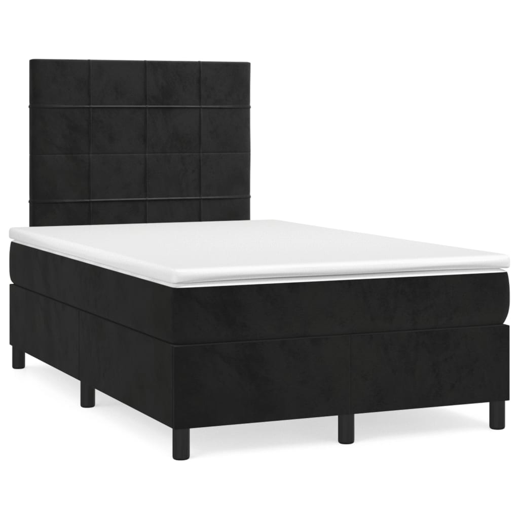 vidaXL Boxspringbett mit Matratze & LED Schwarz 120x190 cm Samt