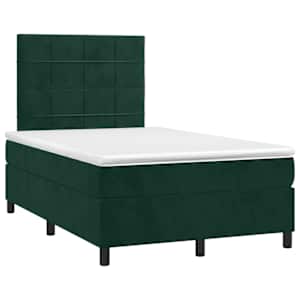 Box spring postel s matrací a LED tmavě zelená 120x190 cm samet - obrázek 3