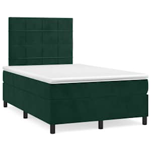 Box spring postel s matrací a LED tmavě zelená 120x190 cm samet - obrázek 1