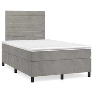 Box spring postel s matrací a LED světle šedá 120x190 cm samet - obrázek 1