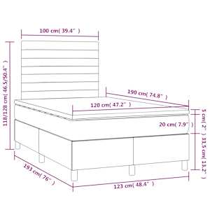 Box spring postel s matrací a LED tmavě šedá 120 x 190 cm samet - obrázek 11