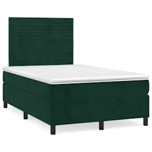Box spring postel s matrací a LED tmavě zelená 120x190 cm samet - obrázek 1
