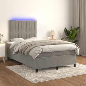 Box spring postel s matrací a LED světle šedá 120x190 cm samet - obrázek 5
