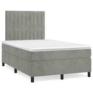 Box spring postel s matrací a LED světle šedá 120x190 cm samet - obrázek 1