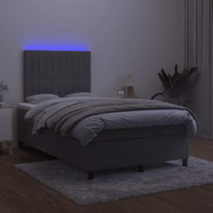 Box spring postel s matrací a LED tmavě šedá 120 x 190 cm samet - obrázek 4