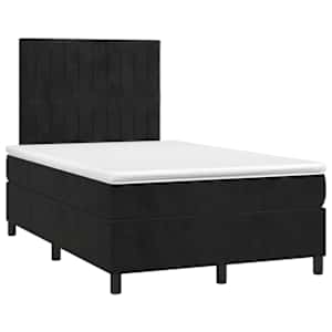 Box spring postel s matrací a LED černá 120 x 190 cm samet - obrázek 3