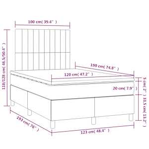 Box spring postel s matrací a LED černá 120 x 190 cm samet - obrázek 11