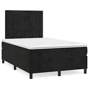 Box spring postel s matrací a LED černá 120 x 190 cm samet - obrázek 1