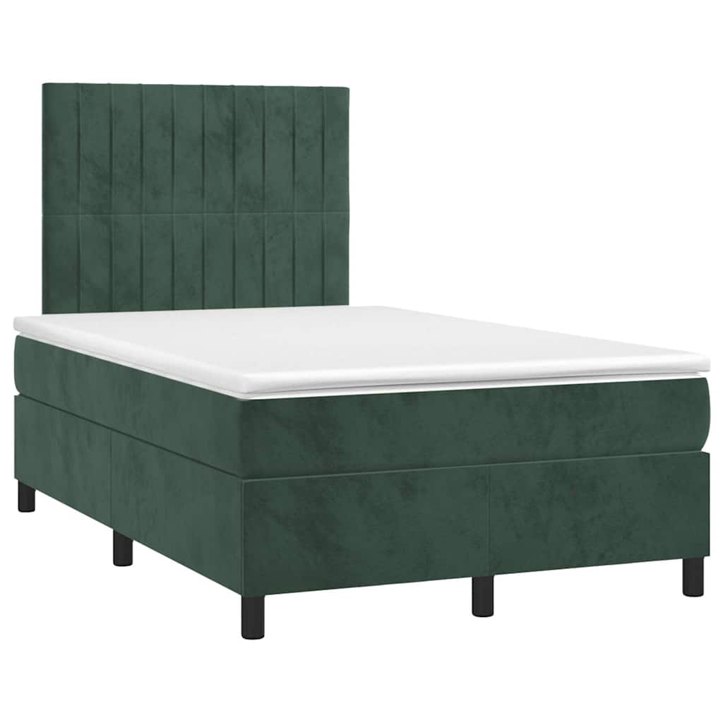 Thumbnail - vidaXL Boxspringbett mit Matratze & LED Dunkelgrün 120x190 cm Samt