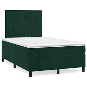 Box spring postelja z vzmetnico LED tem. zelena 120x200cm žamet