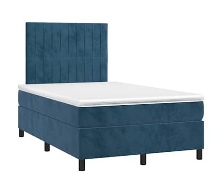 vidaXL Cama box spring colch&atilde;o LED 120x190cm couro artif. azul-escuro