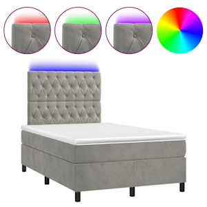 Box spring postel s matrací a LED světle šedá 120x190 cm samet - obrázek 2