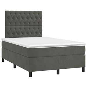 Box spring postel s matrací a LED tmavě šedá 120 x 190 cm samet - obrázek 3