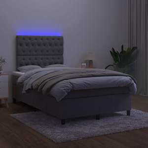 Box spring postel s matrací a LED tmavě šedá 120 x 190 cm samet - obrázek 4