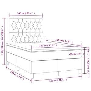 Box spring postel s matrací a LED černá 120 x 190 cm samet - obrázek 11