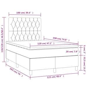 Box spring postel s matrací a LED tmavě zelená 120x190 cm samet - obrázek 11