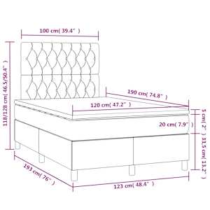 Box spring postel s matrací a LED tmavě modrá 120x190 cm samet - obrázek 11