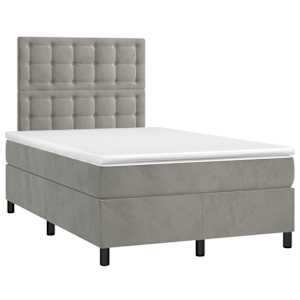 Box spring postel s matrací a LED světle šedá 120x190 cm samet - obrázek 3