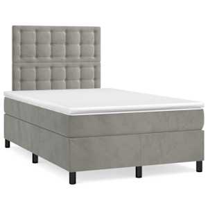Box spring postel s matrací a LED světle šedá 120x190 cm samet - obrázek 1
