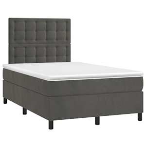 Box spring postel s matrací a LED tmavě šedá 120 x 190 cm samet - obrázek 3