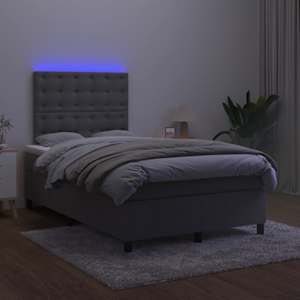 Box spring postel s matrací a LED tmavě šedá 120 x 190 cm samet - obrázek 4
