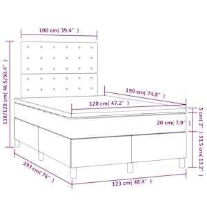 Box spring postel s matrací a LED tmavě šedá 120 x 190 cm samet - obrázek 11