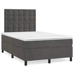 Box spring postel s matrací a LED tmavě šedá 120 x 190 cm samet - obrázek 1