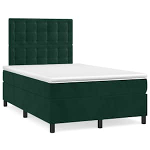 Box spring postel s matrací a LED tmavě zelená 120x190 cm samet - obrázek 1