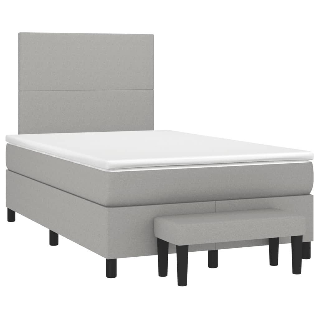 vidaXL Box spring postelja z vzmetnico svetlo siva 120x190 cm blago