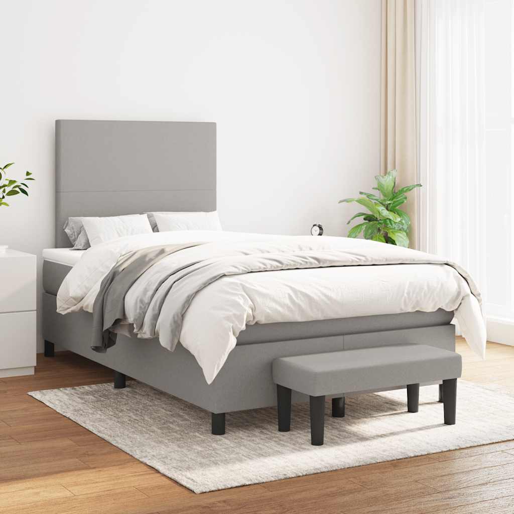 vidaXL Boxspring met matras stof lichtgrijs 120x190 cm afbeelding