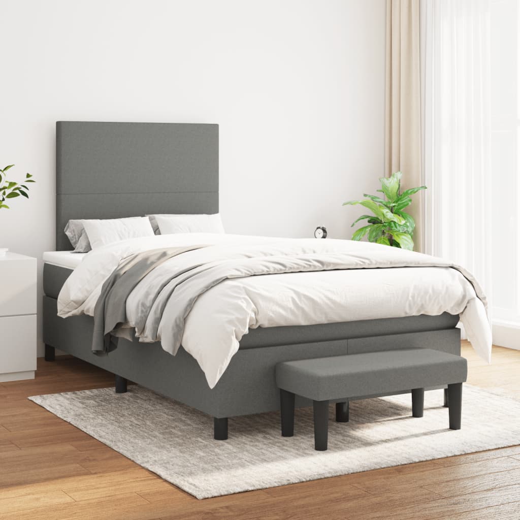 vidaXL Boxspring met matras stof donkerbruin 120x190 cm afbeelding