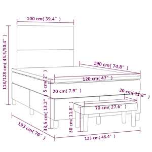 Box spring postel s matrací tmavě hnědá 120x190 cm textil - obrázek 9