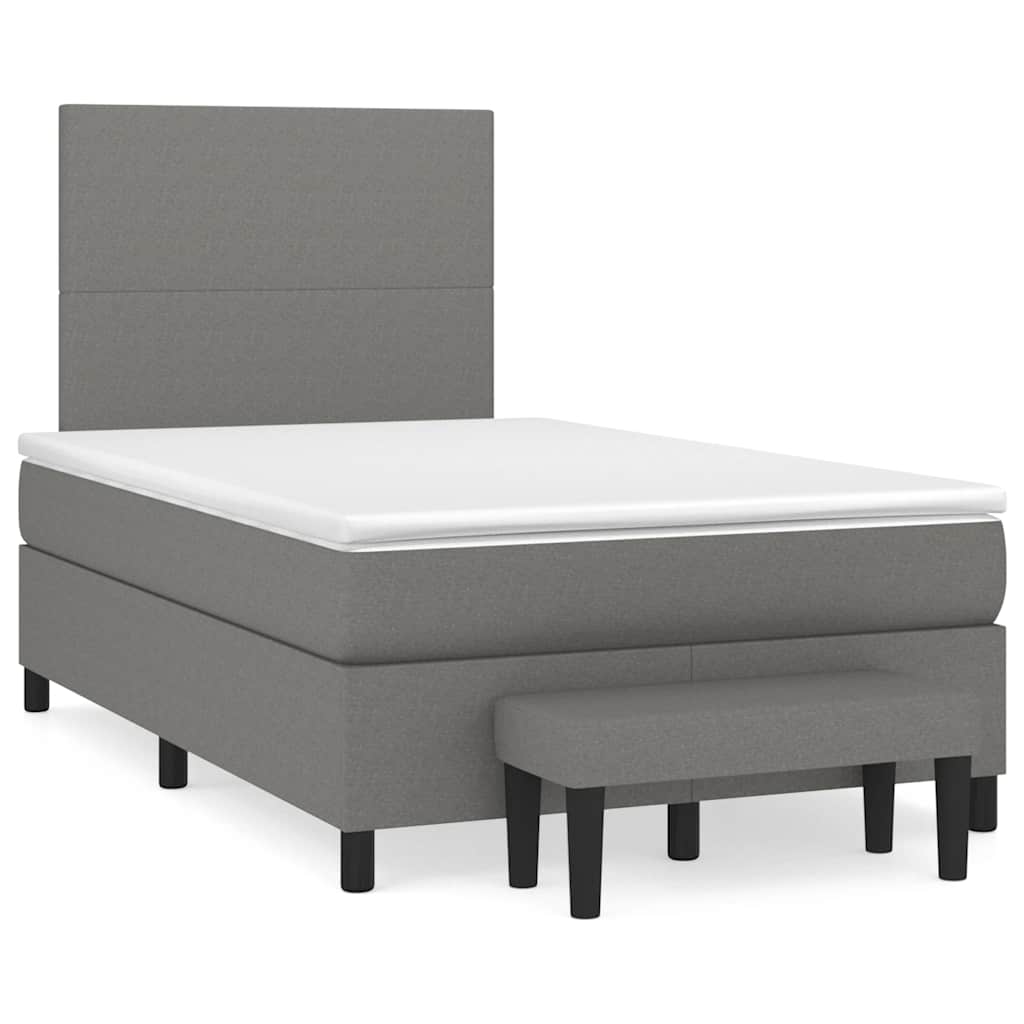 Kontinentalseng 120 x 190 cm med madras og bænk - mørkebrun