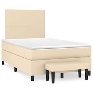 Box spring postelja z vzmetnico krem 120x190 cm blago