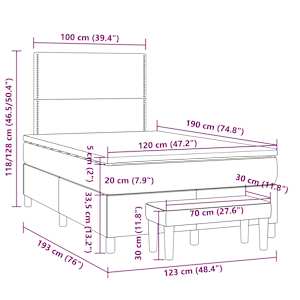 Box spring postel s matrací světle šedá 120x190 cm textil - obrázek 9