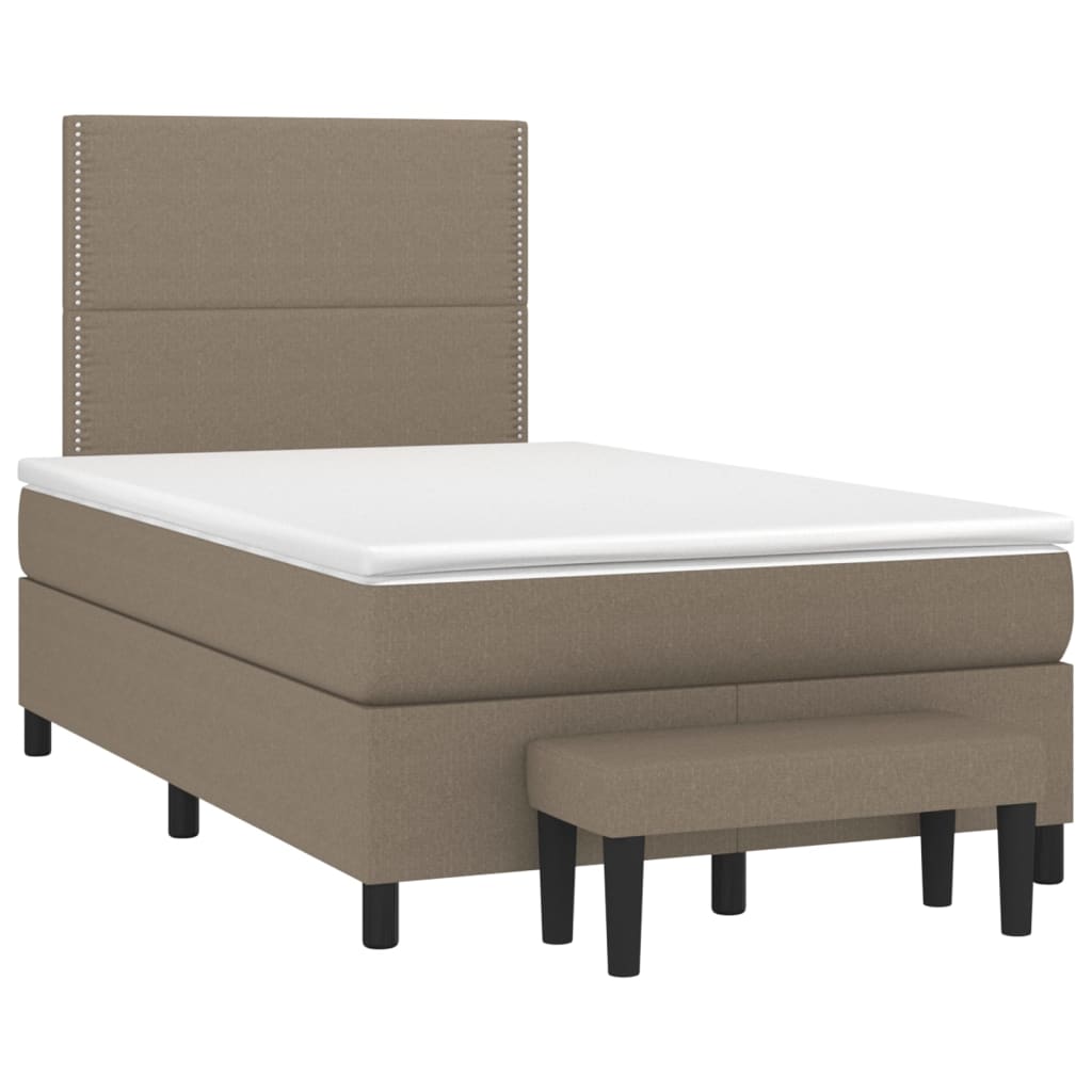 vidaXL Boxspring met matras stof taupe 120x190 cm, foto 3